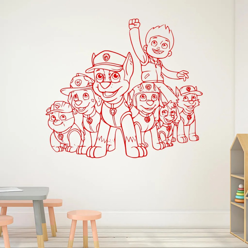 Veselá Stena Samolepka na stenu na stenu Ryder a Labková patrola Farba: žlutá, Veľkosť: 100 x 88 cm