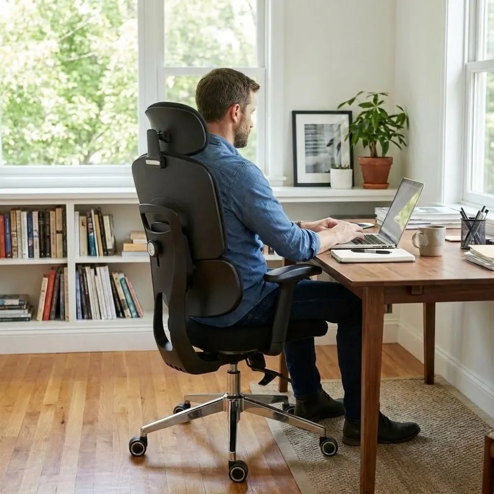 Kancelárska ergonomická stolička Neoseat ROBIN — látka, čierna, nosnosť 150 kg