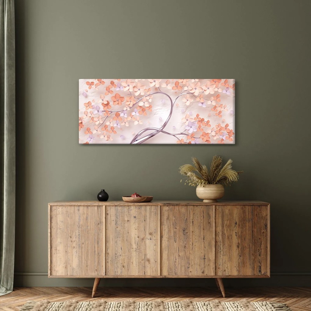 Obraz koralových kvetov stromu - abstrakt (120x50 cm)