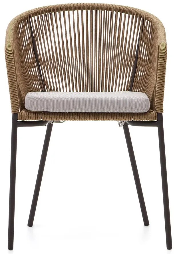 Béžová kovová/polstrovaná záhradná stolička Yanet – Kave Home