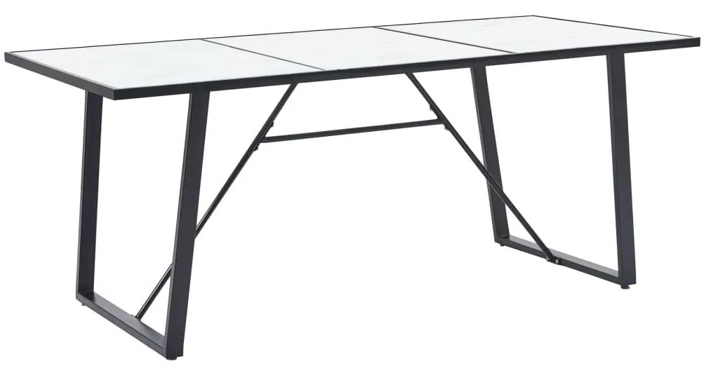 Jedálenský stôl, biely 200x100x75 cm, tvrdené sklo
