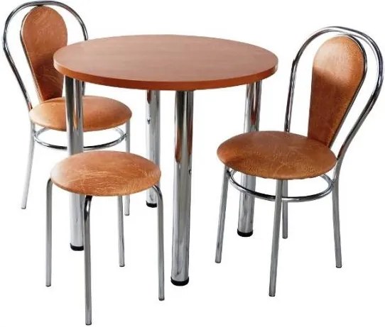 Jedálenský set 2 jedálnenské stoličky, stolička a guľatý stôl 80 cm červená - 15D
