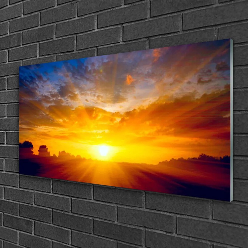 Skleneny obraz Slnko nebo krajina 120x60 cm