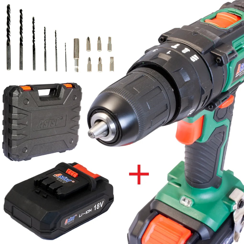 ASIST Aku vŕtačka 18V Li-Ion, 2-rýchlostná s příklepom