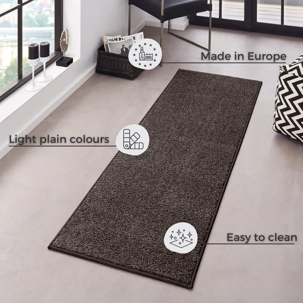 Antracitovosivý behúň Hanse Home Pure, 80 x 400 cm