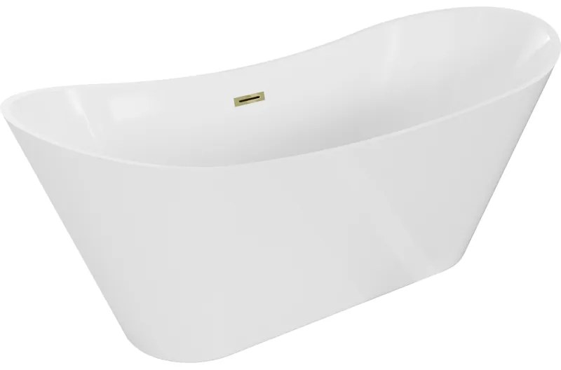 Mexen Celia, voľne stojaca vaňa 170 x 75 cm, biela, zlatý lesklý prepad, 52331707500-50