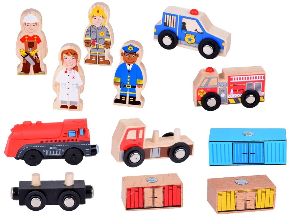 Drevená vláčiková trať s príslušenstvom 100 ks Jokomisiada ZA5380