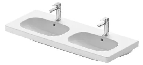 Duravit D-Code - Dvojumývadlo do nábytku 1200x490 mm, s prepadom, biela 03481200002