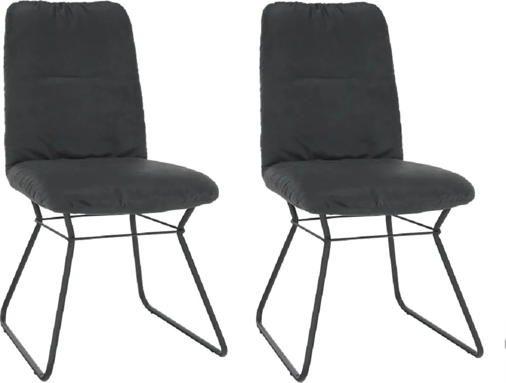 2 kusy, stolička, čierna látka s efektom brúsenej kože/čierny kov, ALMIRA
