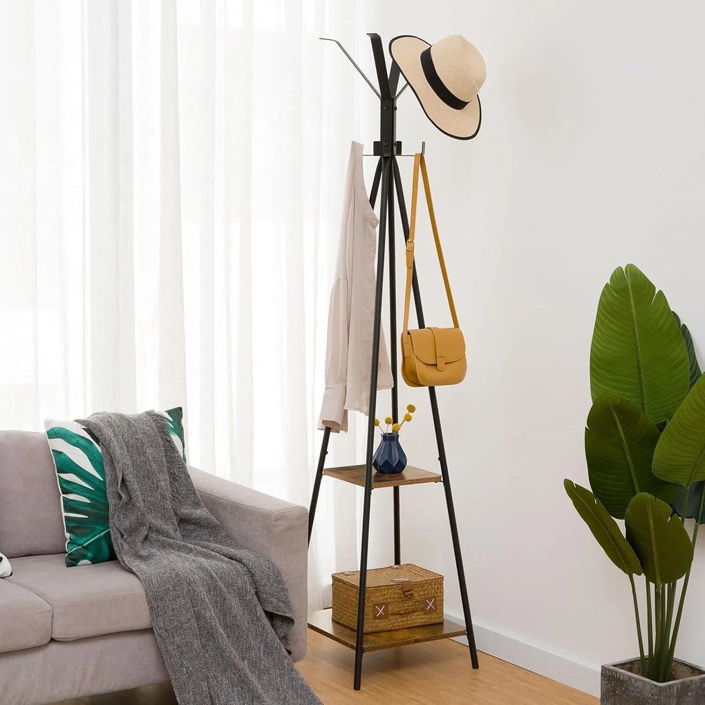 Předsíňový věšák Vasagle Hesari černý/hnědý