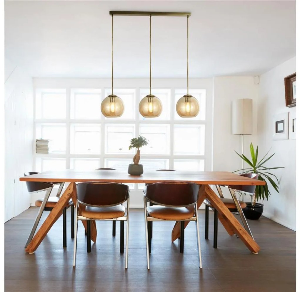 Searchlight 1623-3AM - Luster na lanku PENDANT 3xE27/40W/230V zlatá