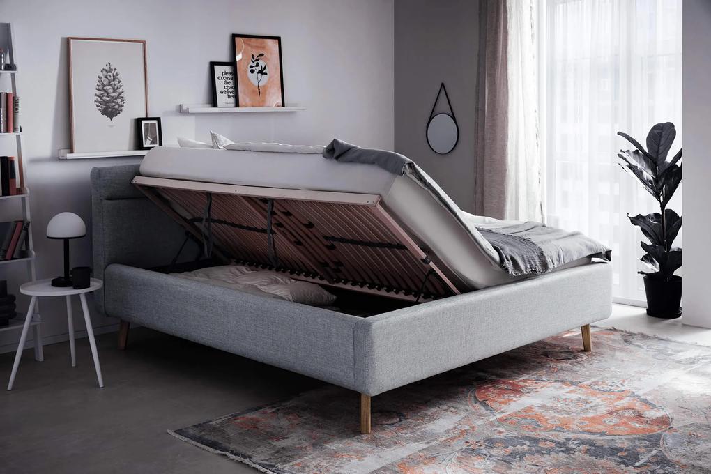 Dvojlôžková posteľ anika s úložným priestorom 160 x 200 cm svetlomodrá MUZZA