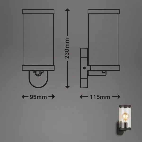 Briloner 3600-015 - Vonkajšie nástenné svietidlo KAIRO 1xE27/12W/230V IP44 čierna