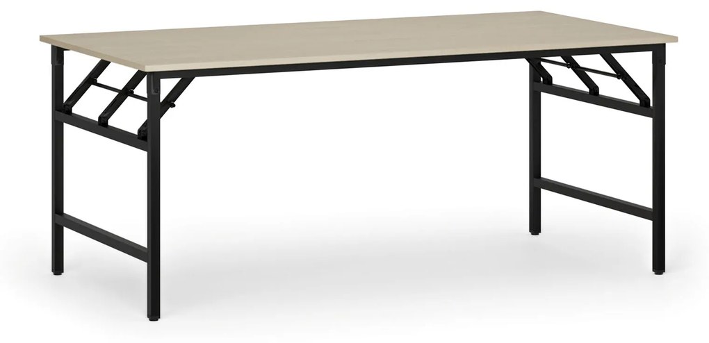Konferenčný stôl FAST READY s čiernou podnožou, 1800 x 900 x 750 mm, breza