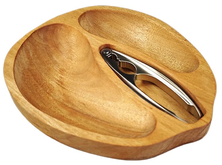 AMADEA Drevená miska v tvare orecha s luskáčikom, masívne drevo gabon, 23x28x4, 5 cm