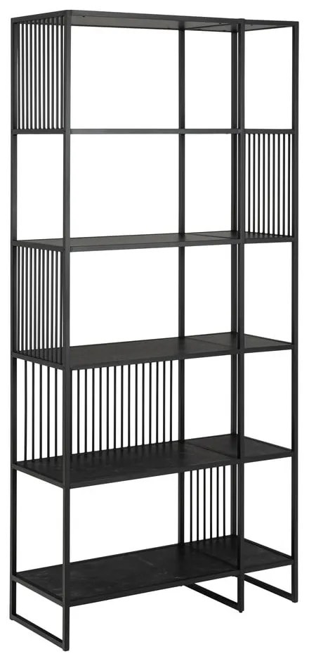Čierna knižnica v dekore kameňa 85x185 cm Strington – Actona