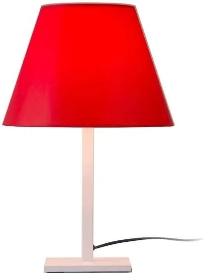 Červená stolová lampa so štvorcovou podstavou jane