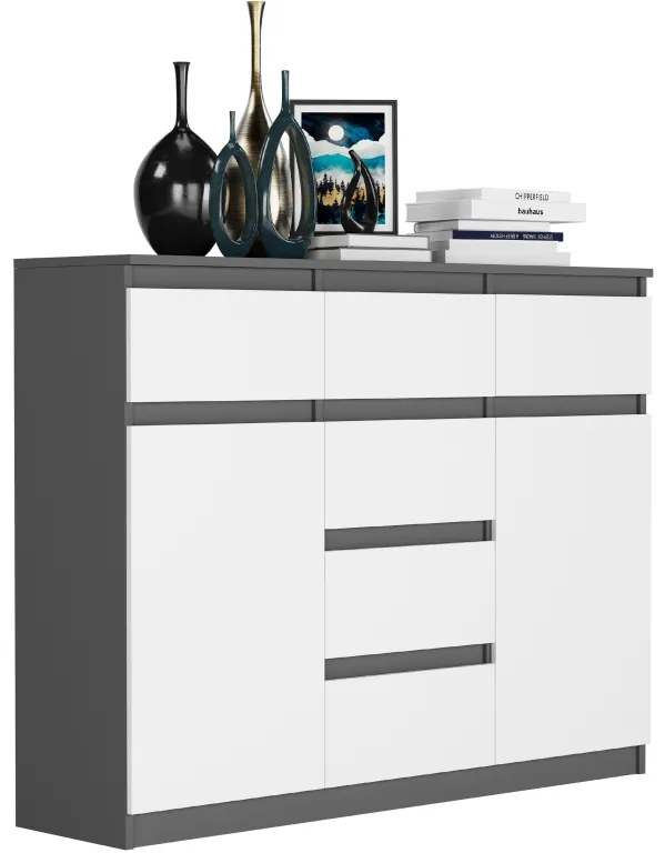Dizajnová komoda S-62D s čistými líniami - rôzne farebné prevedenia antracit mix artisan