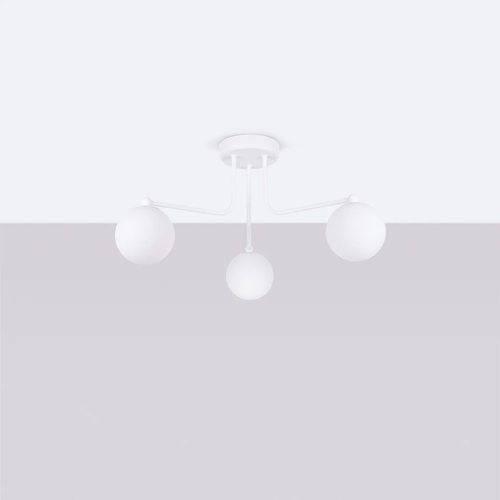 Stropné svietidlo Astral, 3x biele sklenené tienidlo, w