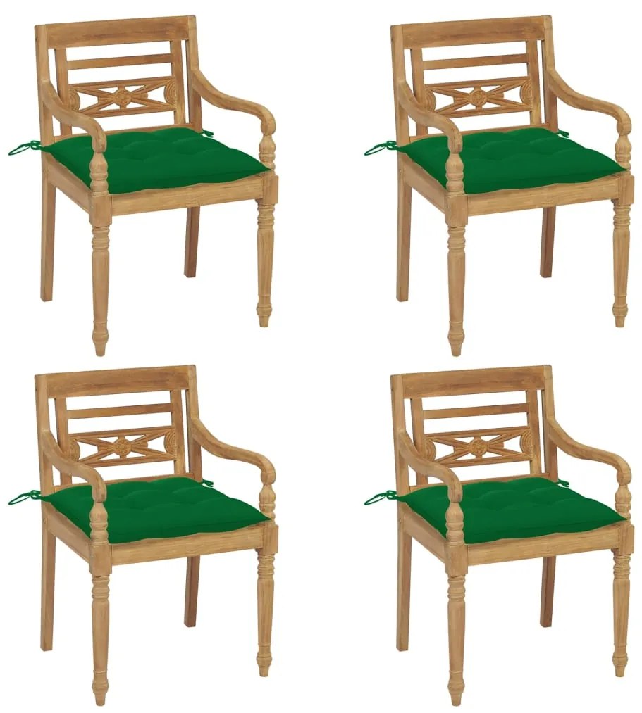 Stoličky Batavia s podložkami 4 ks tíkový masív 3073315