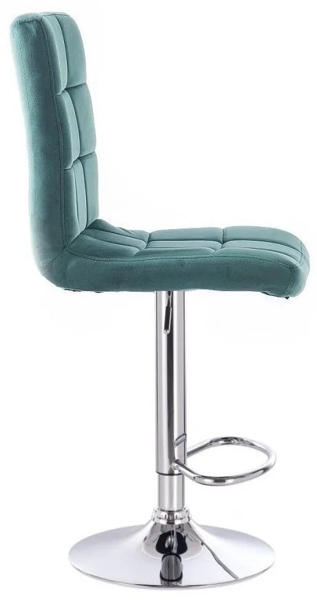 LuxuryForm DESIGN Barová stolička TOLEDO VELUR na striebornom tanieri - zelená