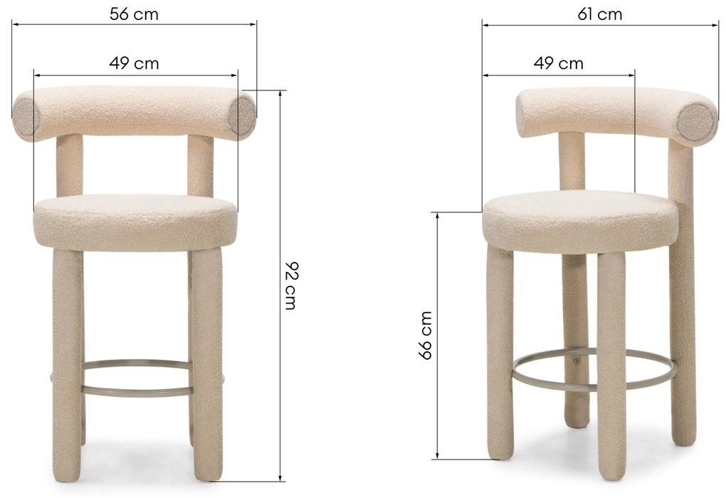Barová židle Pedro bouclé ecru