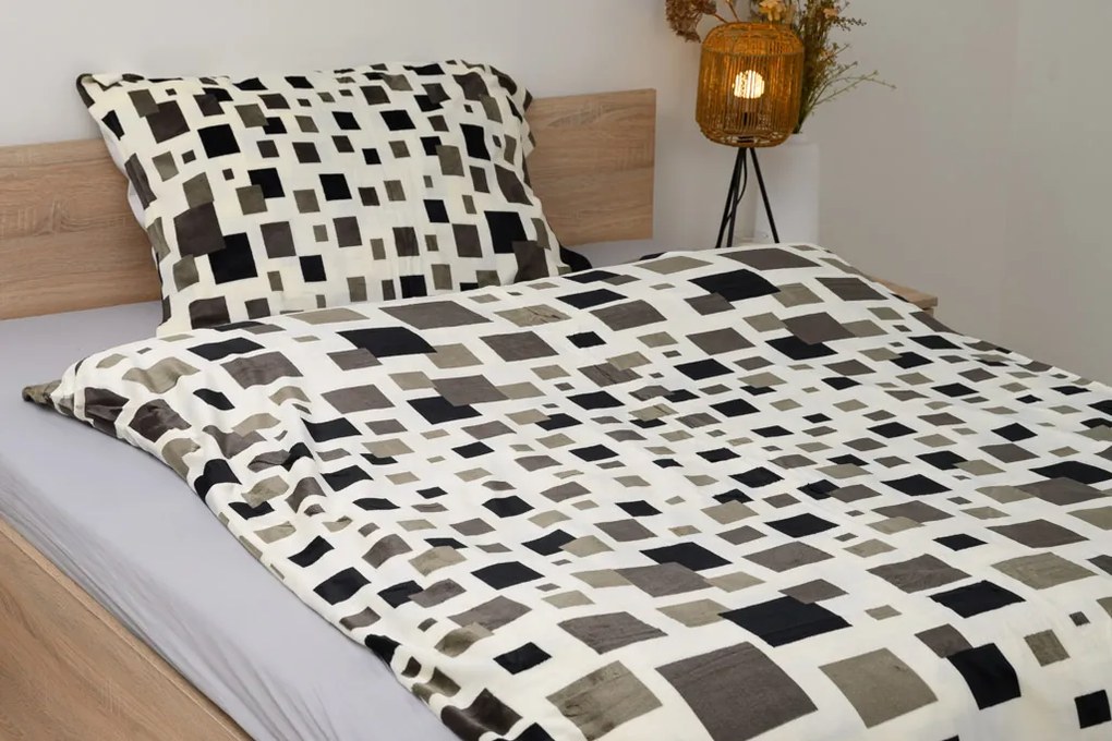 Obliečky mikroplyš LUXOR bielo-sivé Rozmer obliečky: 70 x 90 cm | 140 x 200 cm