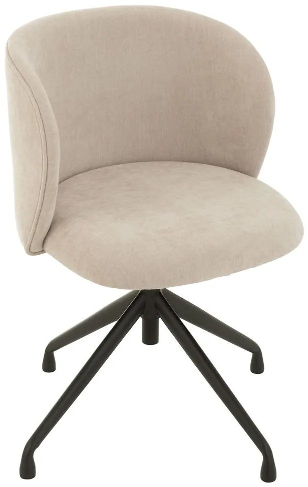 Béžová zamatová jedálenská točiaca stolička Chair Turn Beige - 56*48*77cm