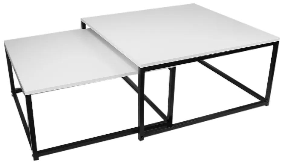 Set dvoch konferenčných stolíkov, matná biela/ čierna, KASTLER NEW TYP 1