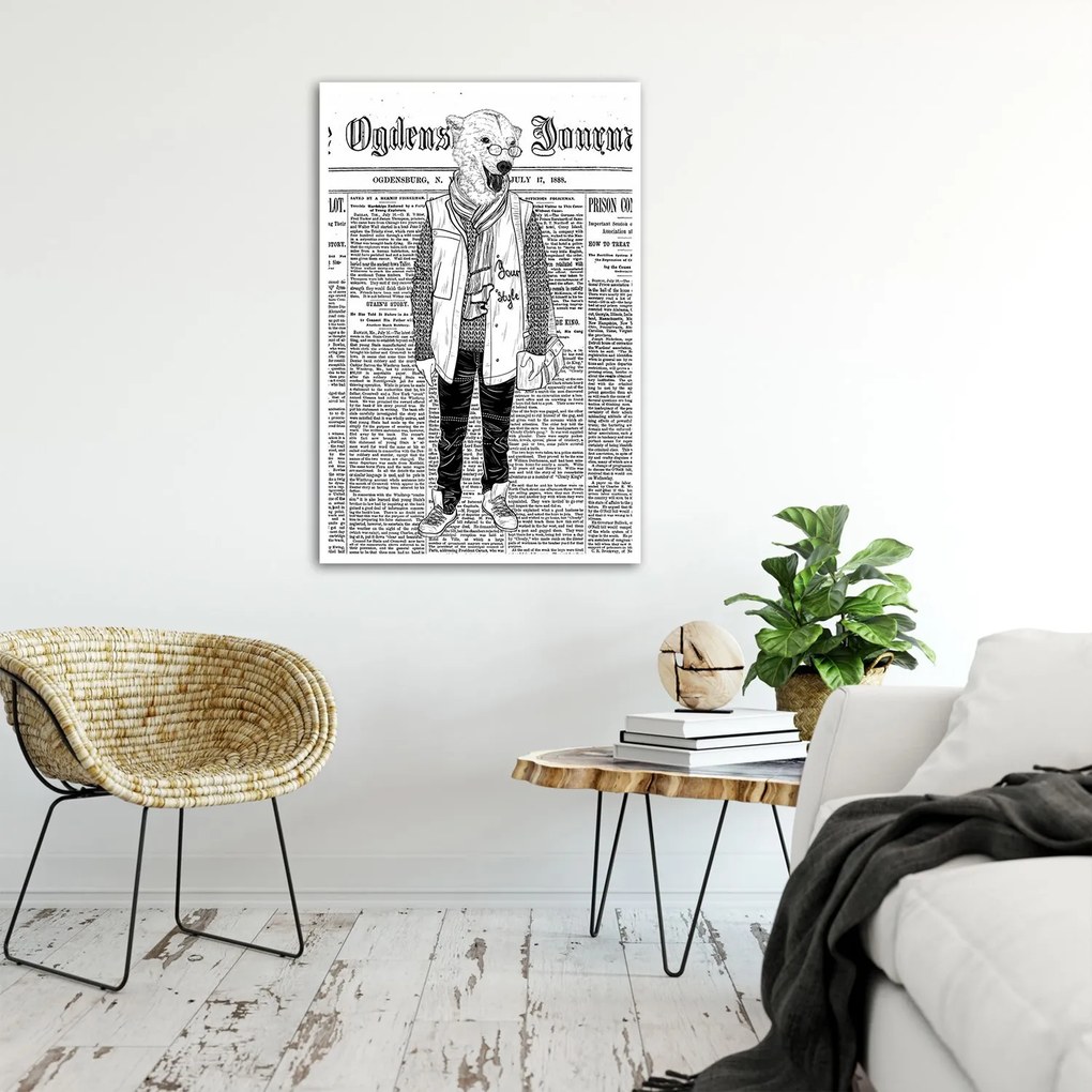 Gario Plagát Abstraktný medveď na pozadí novín Farba rámu: Bez rámu, Rozmery: 60 x 90 cm