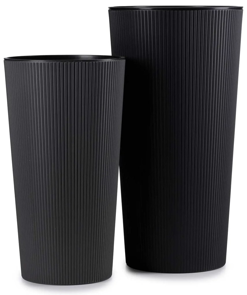 PLASTOVÝ KVETINÁČ URBANIKA ECO SADA 2KS 57X30 CM+46,6X25,5 CM ČIERNA