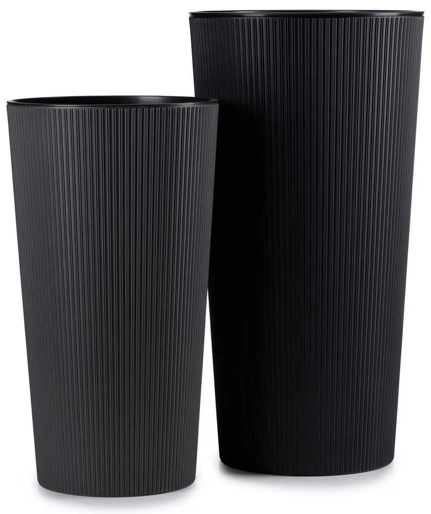 PLASTOVÝ KVETINÁČ URBANIKA ECO SADA 2KS 57X30 CM+46,6X25,5 CM ČIERNA