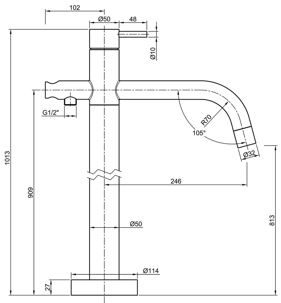 Sapho Sapho, MINIMAL vaňová batéria s pripojením do podlahy, nerez, MI021