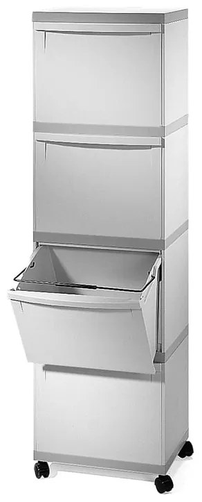 Odpadkový kôš na triedenie odpadu, 4 priehradky, výška 1 koša 350 mm