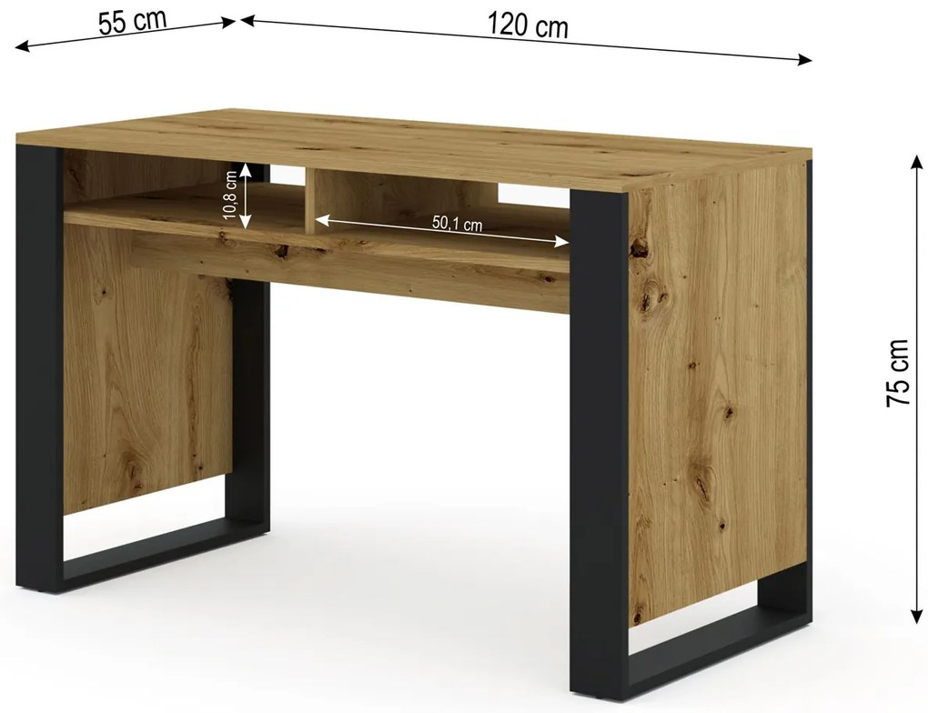 PC stolík Montana (dub artisan + čierna). Akcia -21%. Vlastná spoľahlivá doprava až k Vám domov. 1124956