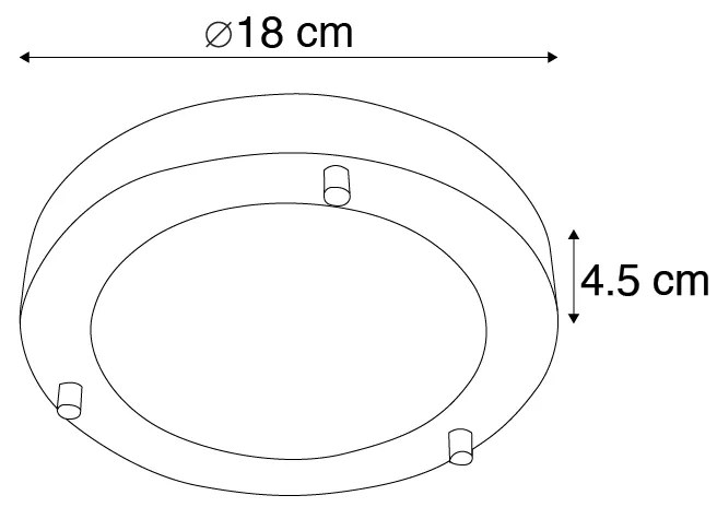 Moderné stropné svietidlo oceľ 18 cm IP44 - Yuma