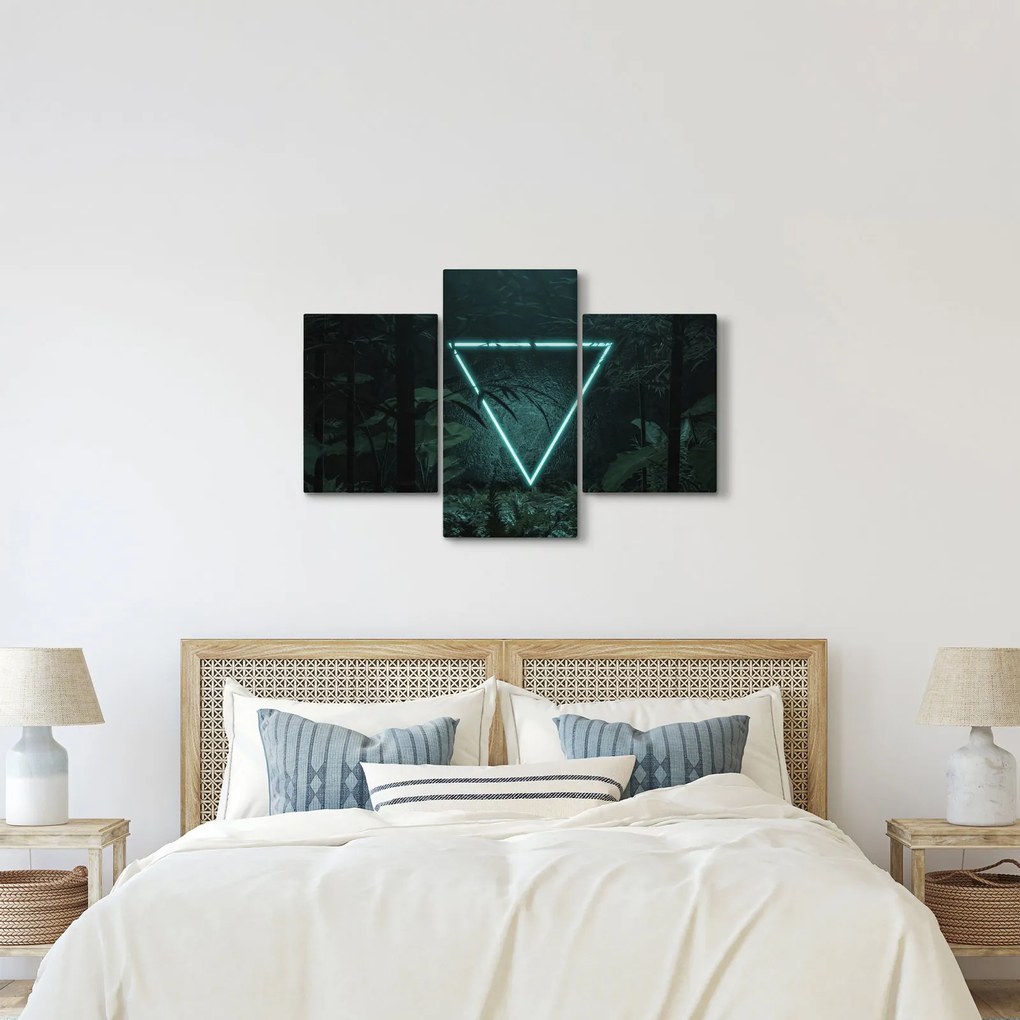 Obraz - Neónový trojuholník v jungli (90x60 cm)