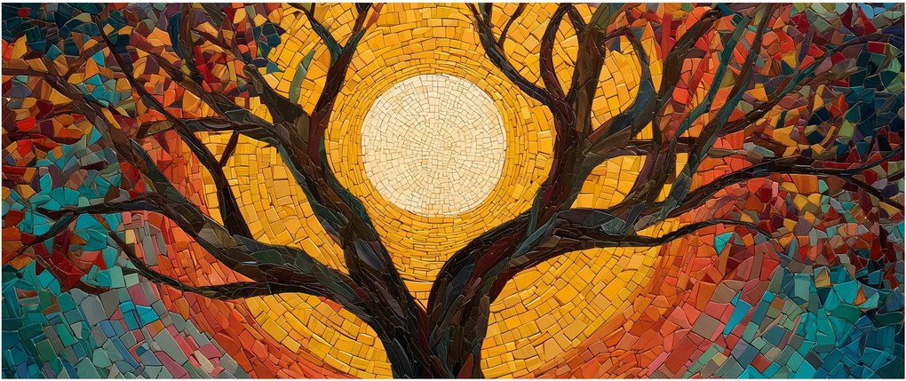 Obraz - Slnko v korune stromu života (120x50 cm)
