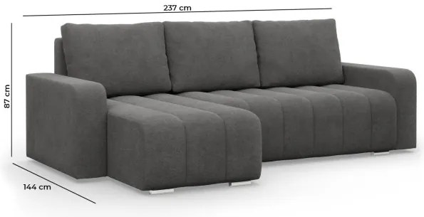 Rohová rozkladacia sedačka ABRIELLE ľavá, svetlosivá