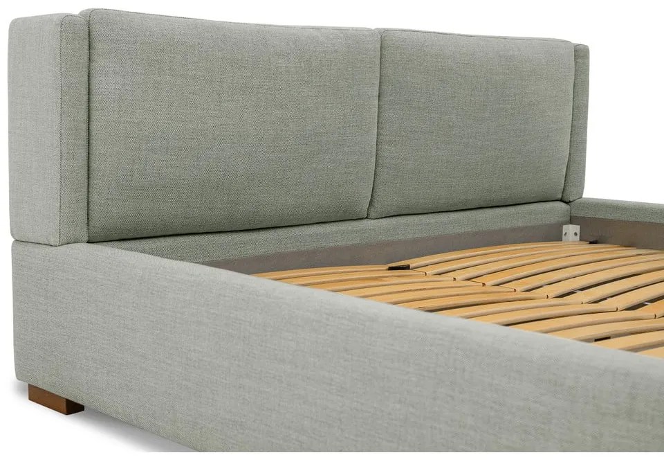 Sivá čalúnená dvojlôžková posteľ s roštom 140x200 cm Dreamer – Scandic