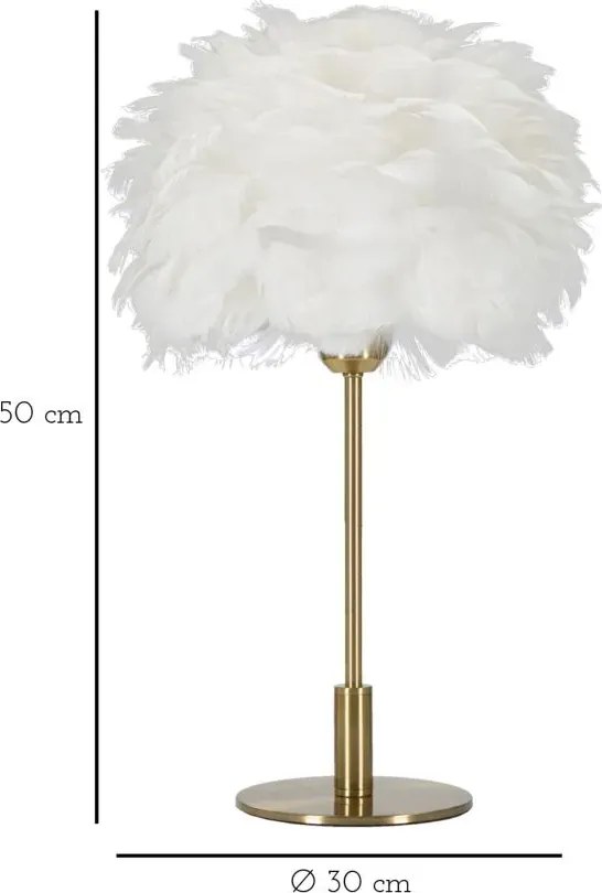 Stolná lampa Ball Feather 50 cm bielo-zlatá
