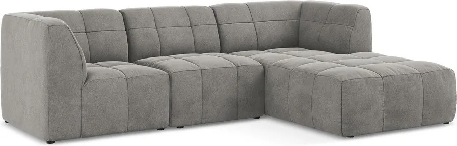 Sivá zamatová rohová pohovka (pravý roh/s leňoškou) Aloha – Makamii