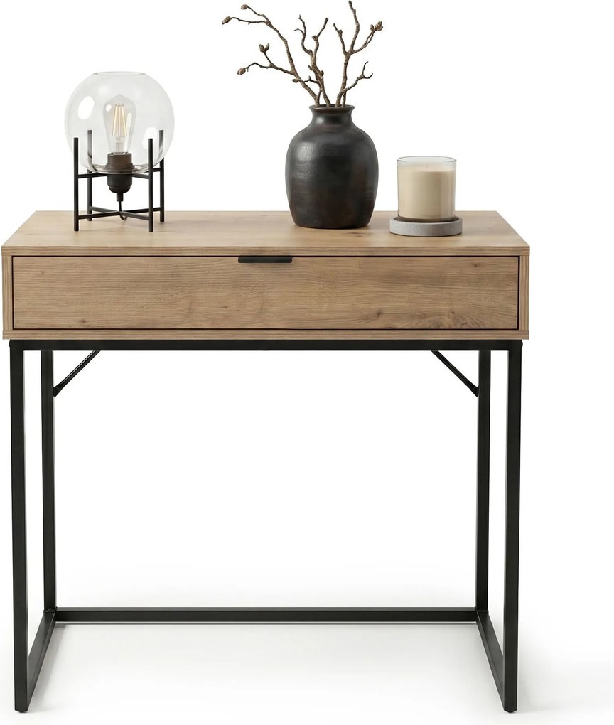Konzolový stolík Modena 80 cm čierny/dub Artisan
