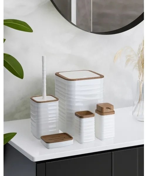 Kúpeľňový set WAVE 5 ks biela/hnedá