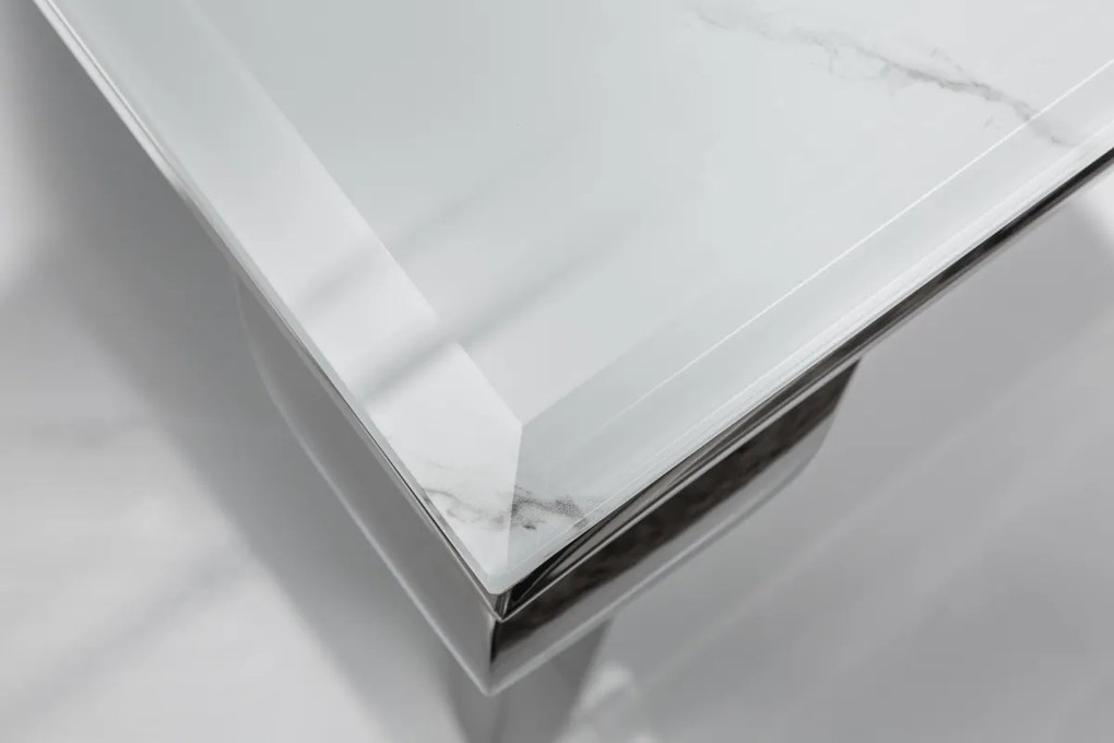 Dizajnový konferenčný stolík Rococo 100 cm strieborný - mramor