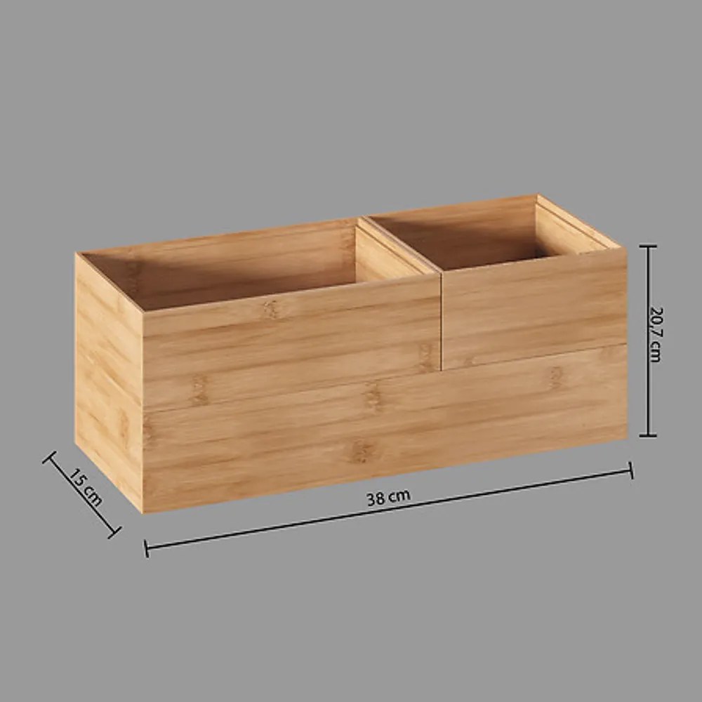 5Five® Bambusové organizéry, úložné boxy do šuplíku, sada 3ks - TSX3 38 x 31 x 7 cm