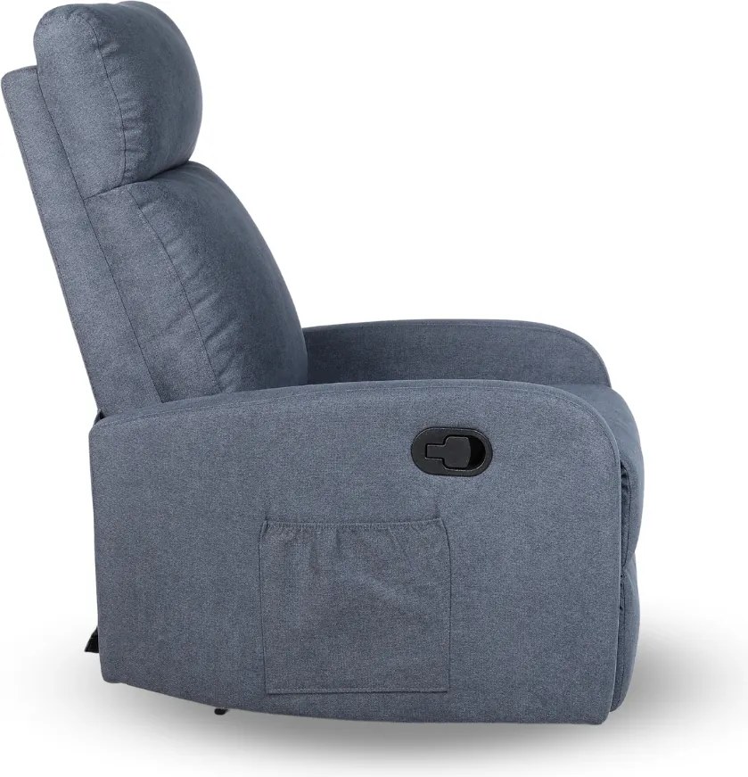 Relaxačné polohovacie TV kreslo FIORE — látka, sivá, nosnosť 130 kg