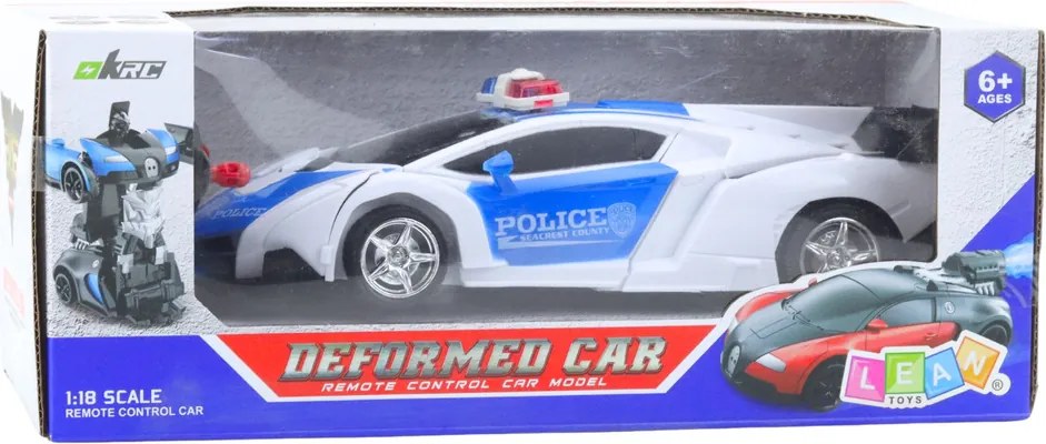 LEAN Toys Auto robot 2v1 policajné auto na diaľkové ovládanie RC 1:18