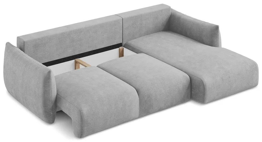 Svetlosivá ženilková rozkladacia rohová pohovka (pravý roh/s leňoškou) Leila – Makamii