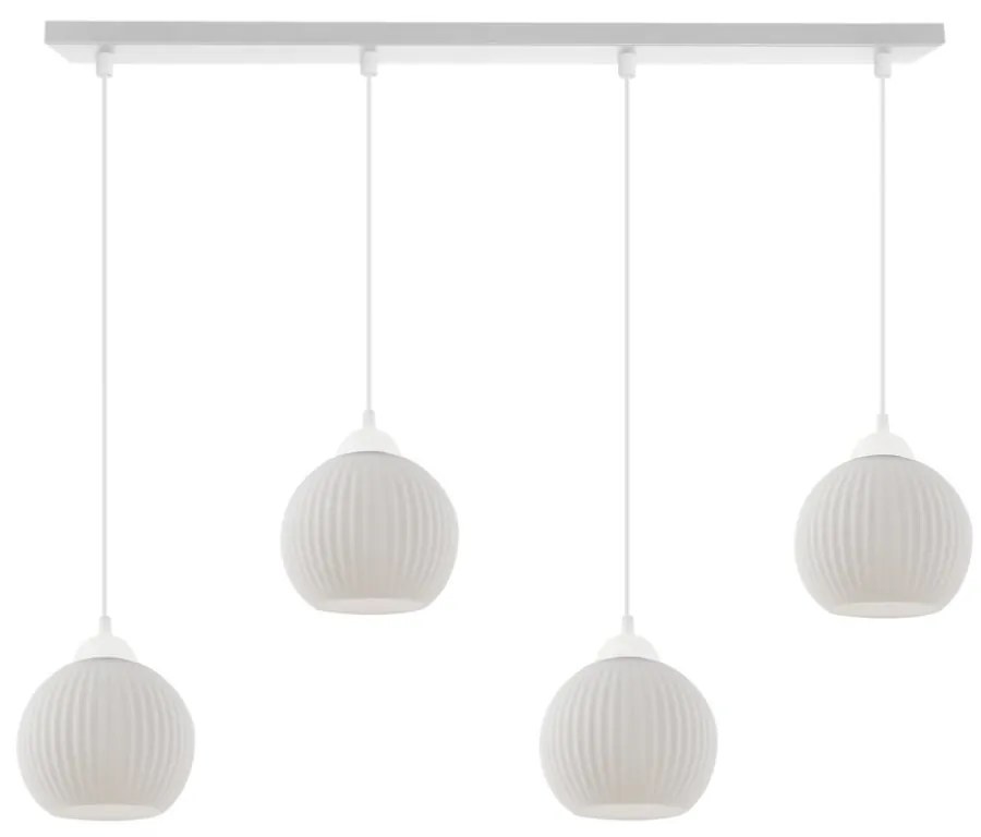 Závesné svietidlo Riffle Round, 4x biele sklenené tienidlo, w